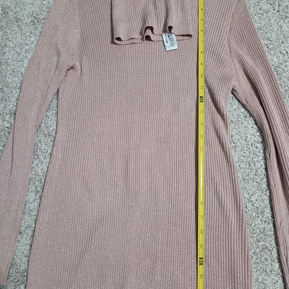 Belldini Pink Turtleneck Light Weight Sweater with Gold Sparkle - Picture 5 of 8